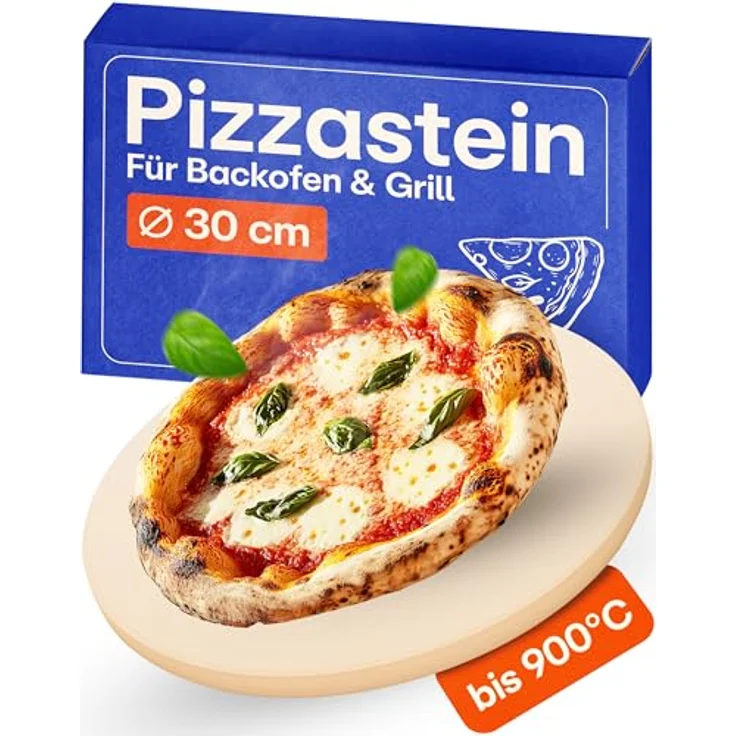 Praknu Pizzastein Pizzastein Rund 30 cm für Grill und Backofen - Für knusprigen Boden, Cordierit, (1-St), Für Knusprigen Boden - bis 900 °C - Wärme Speichernd – Bild 2