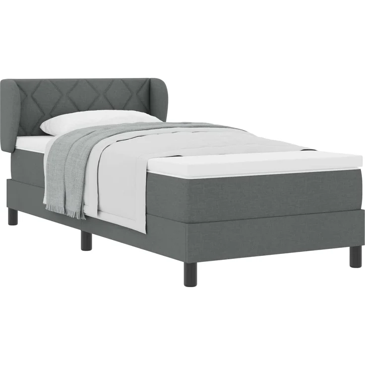 vidaXL Boxspringbett mit Kopfteil Dunkelgrau 90 x 200 cm Stoff 3340067 – Bild 2