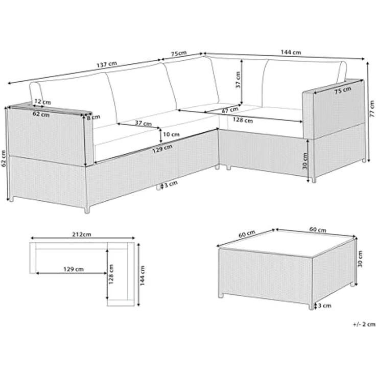Lounge Set AVOLA Cremeweiß – Bild 3