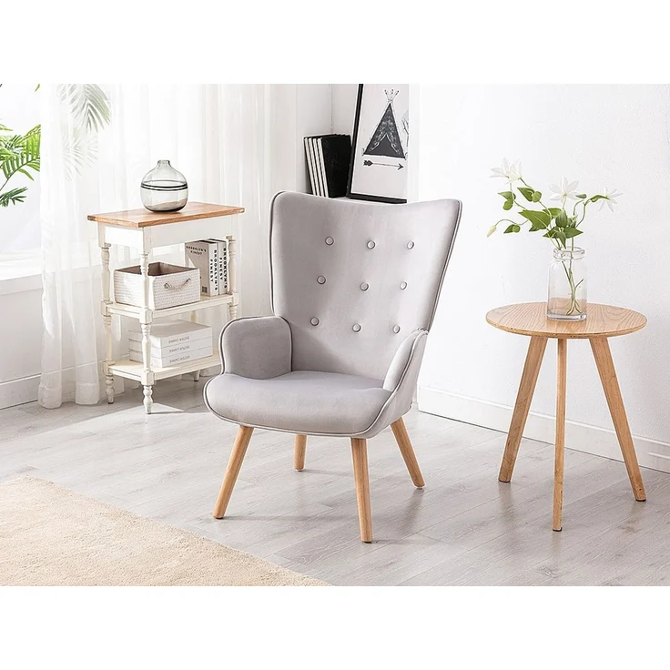 Vente-unique - VATELY - Sessel mit gerader Rückenlehne - Holz, Platte - Holz - Grau - 69 x 78 x 95.5 cm – Bild 2