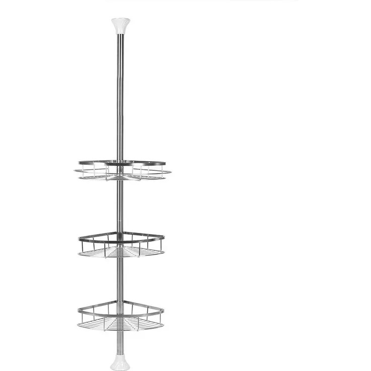 JEOBEST Duschablage Duschregal Edelstahl, Duschregal Teleskop Duschregal, Eckregal Bad, Höhenverstellbar 110-280cm