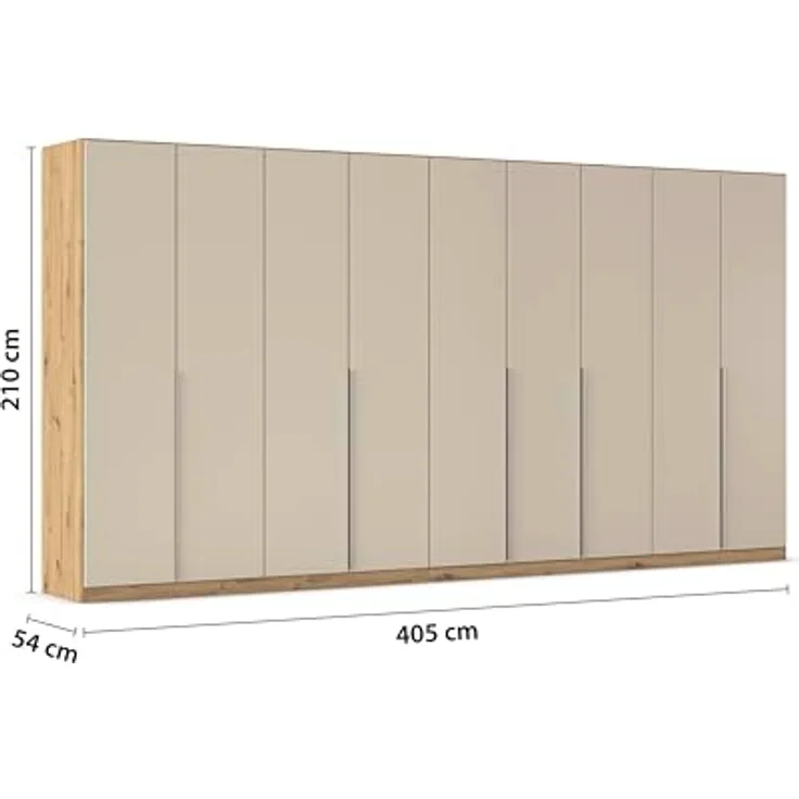 Rauch Möbel Alabama, Kleiderschrank für Schlafzimmer, Kinderzimmer, Wohnzimmer, Garderobe, Flur, 9-türig, mit Zubehör Basic, Farbe Beige | Eiche Artisan, Breite 405 cm – Bild 3