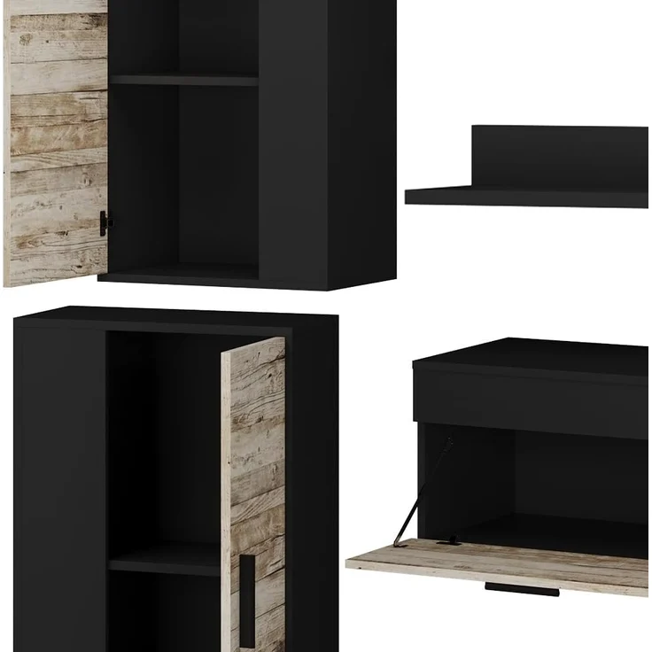 Wohnwand Berno Anthrazit/Beige 4-teiliges Set Vicco – Bild 6