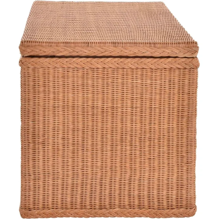 Krines Home Truhe Große Rattantruhe MAX Wäschetruhe mit Deckel Natur Rattan Truhe, Aufbewahrung XXL 115x55x55cm – Bild 6