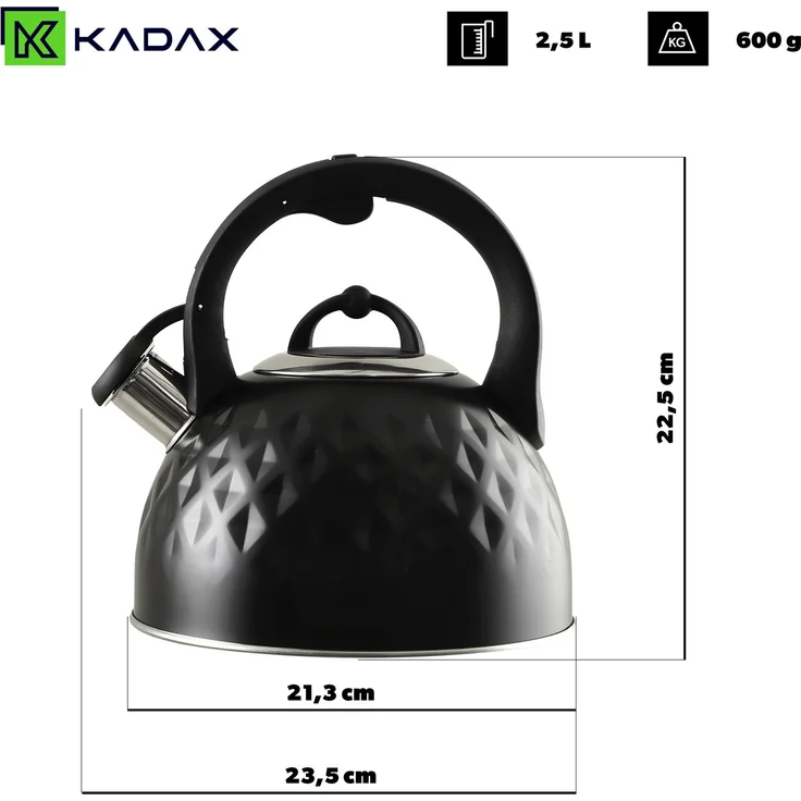 KADAX Stahlkessel 2,5 l, Induktion, Gaspfeife mit Griff, traditionell – Bild 2