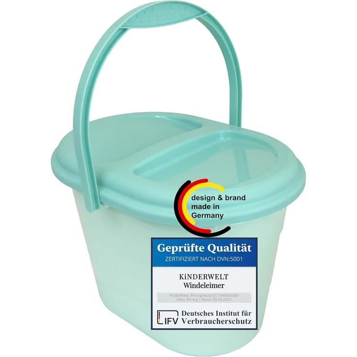 Premium Windeleimer aquamarin mit Deckel und Tragegriff