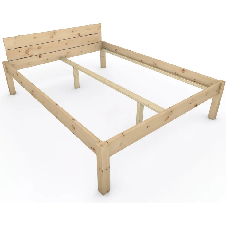 Pfostenbett "metallarm" Zirbe Holzbett "Daybett" 160 x 210cm 48cm Doppelbett