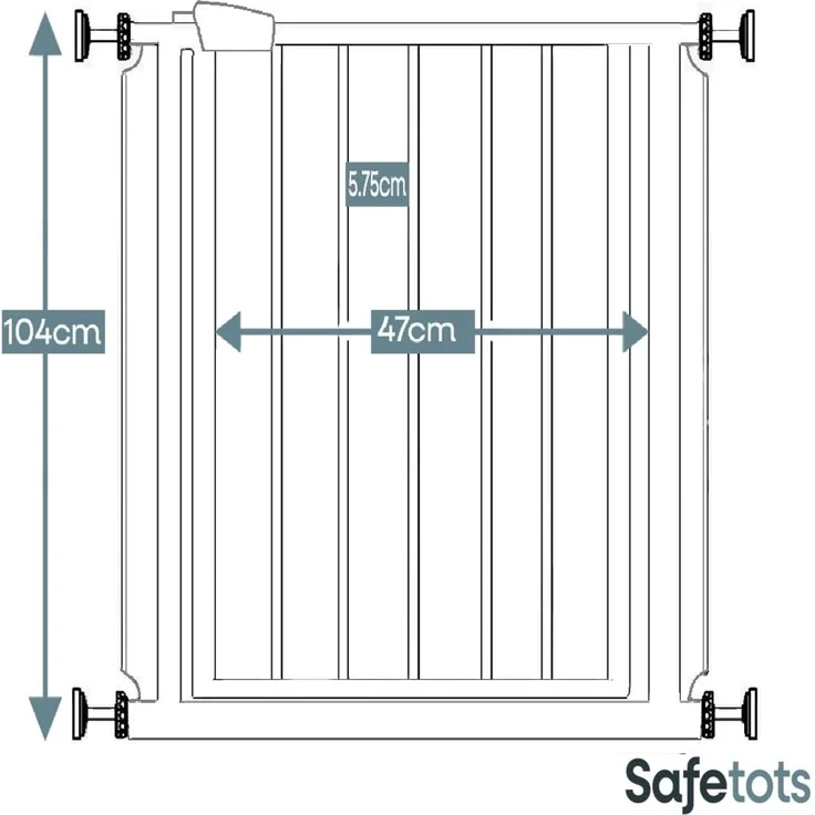 Safetots Extrahoher Metall-Sicherheitsgitter, Druckmontage, 75cm - 82. 6cm, Mattschwarz, 104cm Höhe, Extrahohe Treppengitter, Gitter für hohe Babys, Einfache Installation – Bild 3