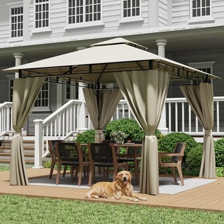JUMMICO Gartenpavillon 3x3 m Doppeldach, Wasserdichtes & Stabiles Partyzelt mit Seitenwänden, Klappbarer Pavillon mit verstärkten Erdankern für Garten und Terrasse, Winterfest – Bild 1