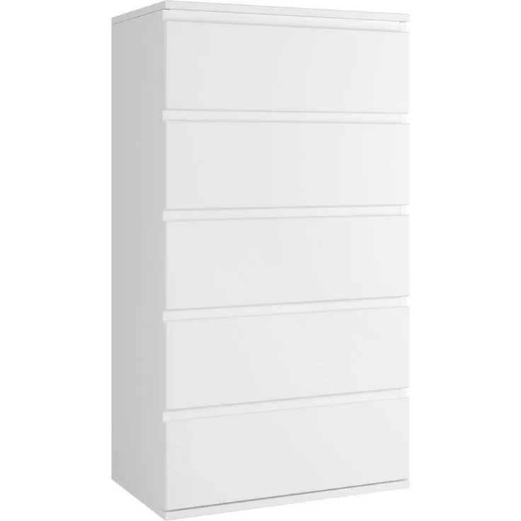 Homfa Kommode, Sideboard mit 5 Schubladen, Schubladenschrank, weiß, Holz, 55x33x100cm