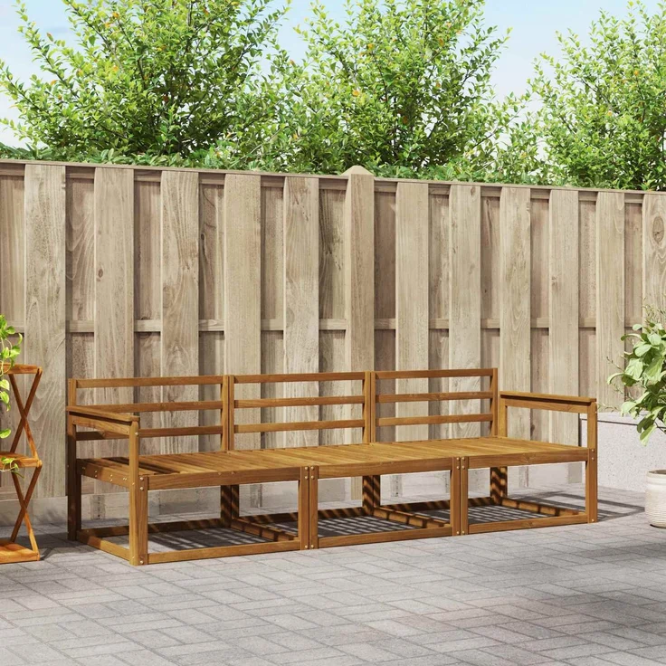 vidaXL Outdoor-Sofagarnitur 3 stk. 3-Sitzer Natur Massivholz Akazie 3367112 – Bild 1