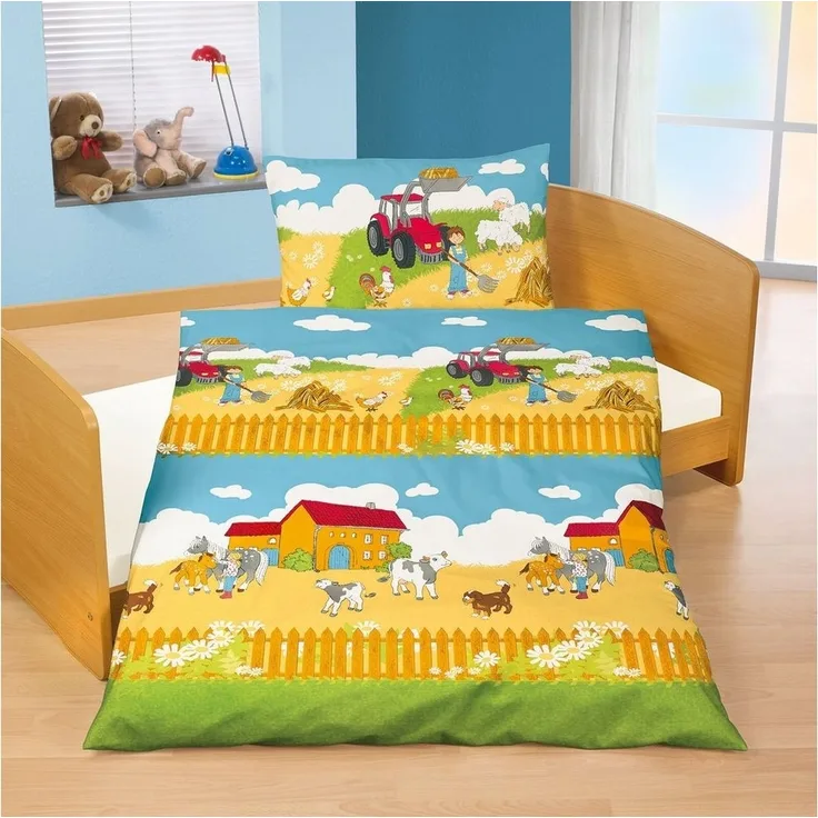 BIERBAUM Babybettwäsche Bauernhof 40 x 60 100 x 135 cm
