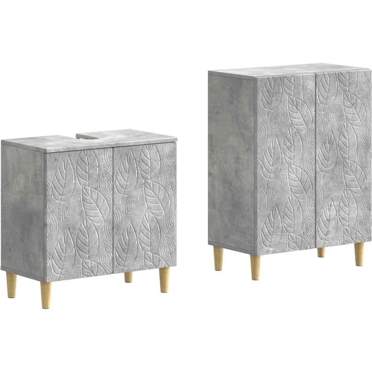 vidaXL 2-teiliges Badezimmer Schrank Set DELFT Betongrau Holzwerkstoff 3417624 – Bild 2