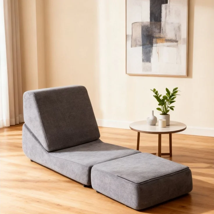 OKWISH Sofa Loungesofa, Klappbares Schlafsofa, Umwandelbare Mini Lounge Couch aus Schaumstoff, 3-fach faltbar, ideal als Chaiselongue für kleine Räume – Bild 2