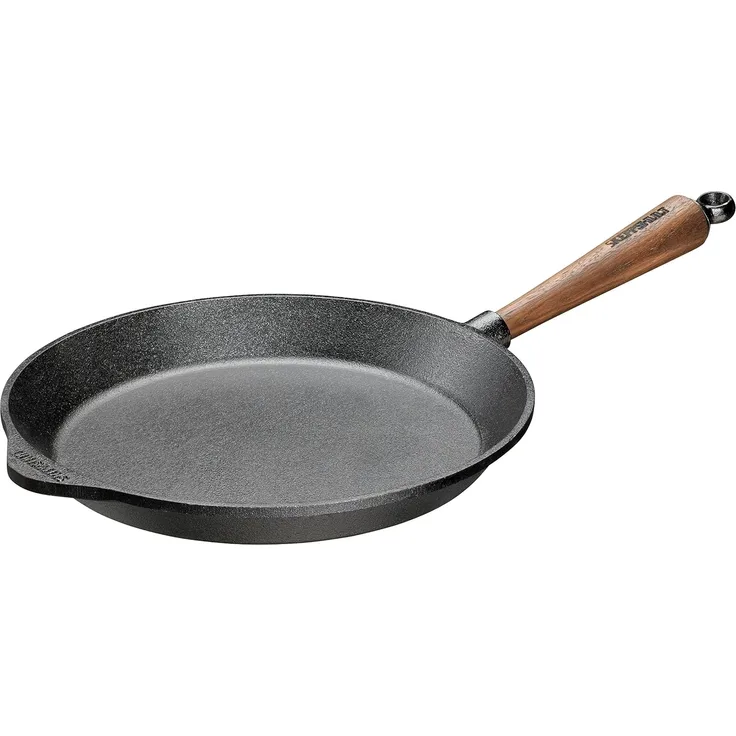 Skeppshult Bratpfanne Gusseisen mit Walnussholzgriff - Schwarz - 20 bis 24 cm
