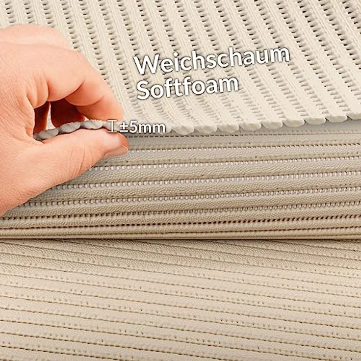 ANRO Badematte Weichschaummatte Antirutsch Bad- und Duschvorleger Uni Creme, 120x130cm, pflegeleicht und zuschneidbar – Bild 3