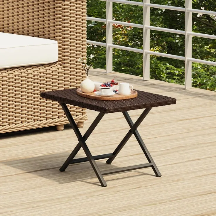 Gartentisch,Klapptisch Braun 45 x 35 x 32 cm Poly Rattan