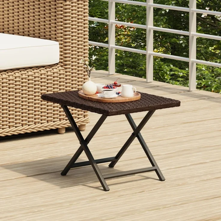 Gartentisch,Klapptisch Braun 45 x 35 x 32 cm Poly Rattan – Bild 1