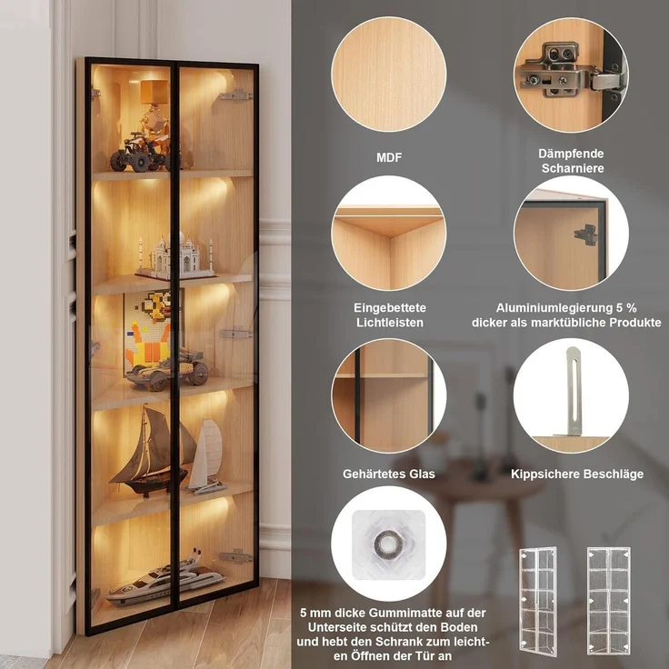 Glasvitrine Eckvitrine mit LED Beleuchtung aus – Bild 4