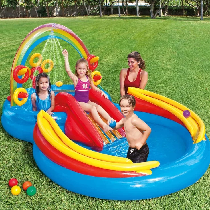 Intex Pool Aufblasbar Rainbow Ring Play Center 297x193 x135 cm 3202797 – Bild 8