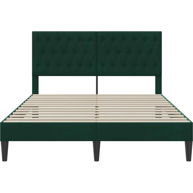 vidaXL Bettrahmen mit Kopfteil Dunkelgrün 140 x 190 cm Samt 42027663 – Bild 4