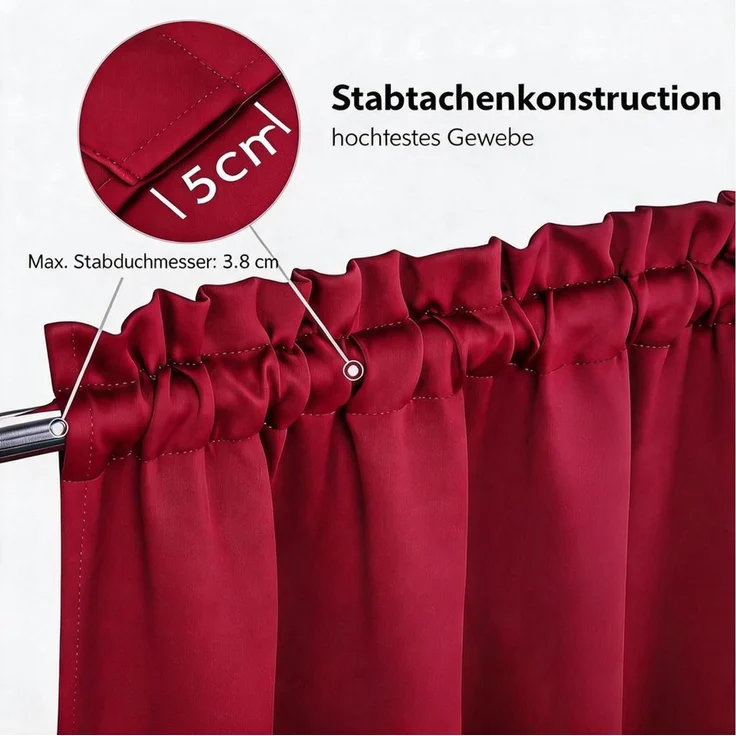 GarveeMore Gardine Verdunkelungsvorhang Scheibengardine Panneaux Kuvertstore, Thermoisolierende Verdunkelungsvorhänge für Küche und kleine Fenster – Bild 4