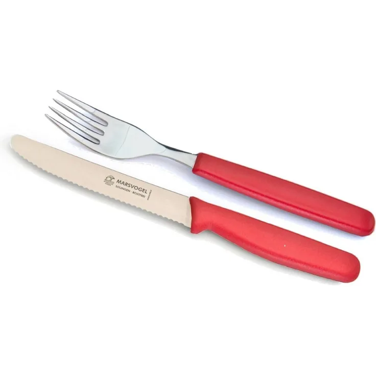 Marsvogel | Tafelbesteck-Set | 12-teilig | Edelstahl rostfrei | rot | ideal für den Frühstückstisch