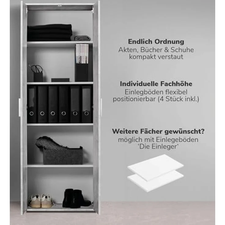 mokebo Schrank-Set Die Allzweckwaffe, (2er-Set), Stauraum-Set aus Aktenschrank & Mehrzweckschrank in Grau – Bild 3
