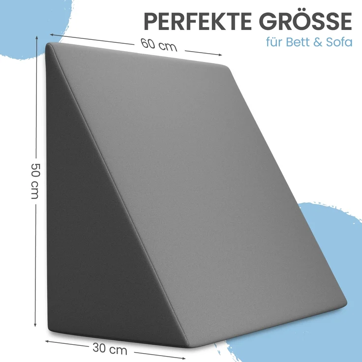Bett und Sofa Keilkissen, Grau – Bild 4