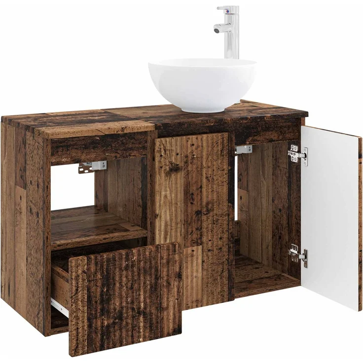 vidaXL Badezimmerschrank-Set 2 stk. Altholz 79,5 x 41 x 80 cm 3404042 – Bild 4