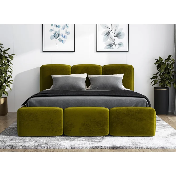 Polsterbett STAR 120x200 mit Matratze, Bettkasten und Lattenrost. Farbe: Olive 9 – Bild 2