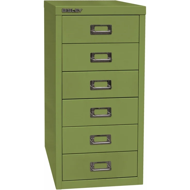 Bisley Multidrawer Schubladenschrank aus Metall mit 6 Schubladen DIN A4 ohne Sockel - Farbe: Grün, L296-604 – Bild 1