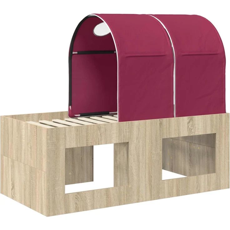 vidaXL Bett mit Tunnel 3 Stk. Artisian Eiche und Rot Holzwerkstoff 3423519 – Bild 8