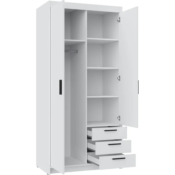 AX LIVING Storicos 2T3S Kleiderschrank mit 2 türen, Eiche Lefkas 89,7 – Bild 3