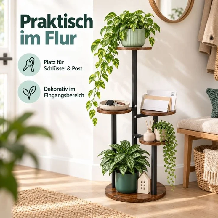 Relaxdays Pflanzenständer mit runden Ablagen – Bild 2