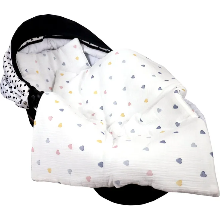 Babydecke BabyLux Babydecke Musselin Kinderwagendecke Kuscheldecke 75x60cm MPM, BabyLux, D4 Bunte Herzen MPM