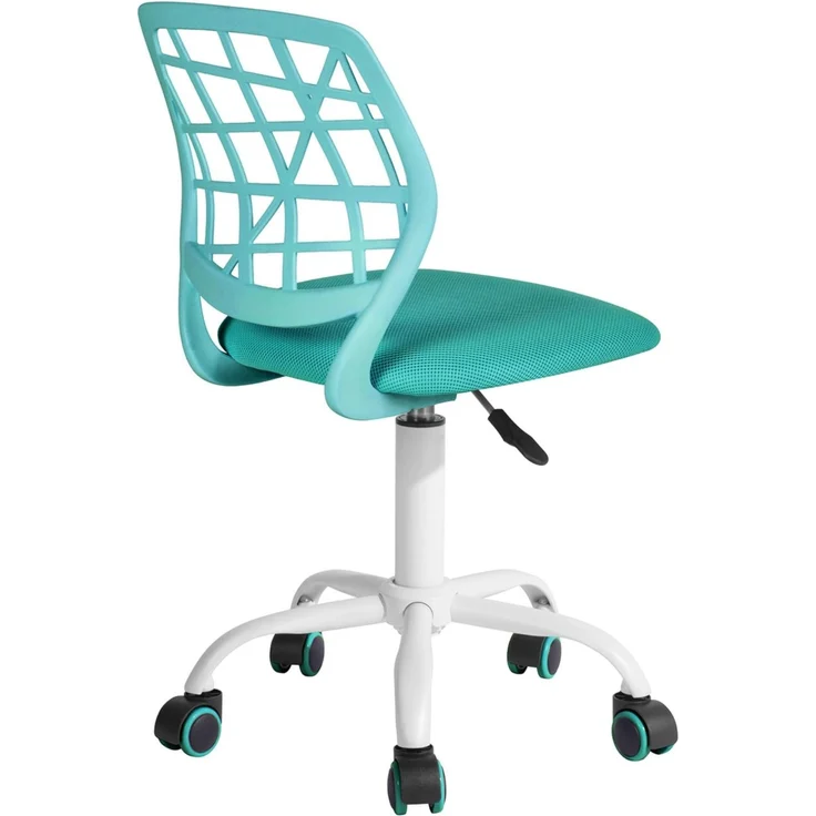 FurnitureR Esszimmer-Drehstühle, 1PC Küchenstuhl, gepolsterter Stuhl, Drehstuhl, bequemer Stuhl mit Rädern, Rückenlehne, armloser Stuhl für Esszimmer, Wohnzimmer, Türkis