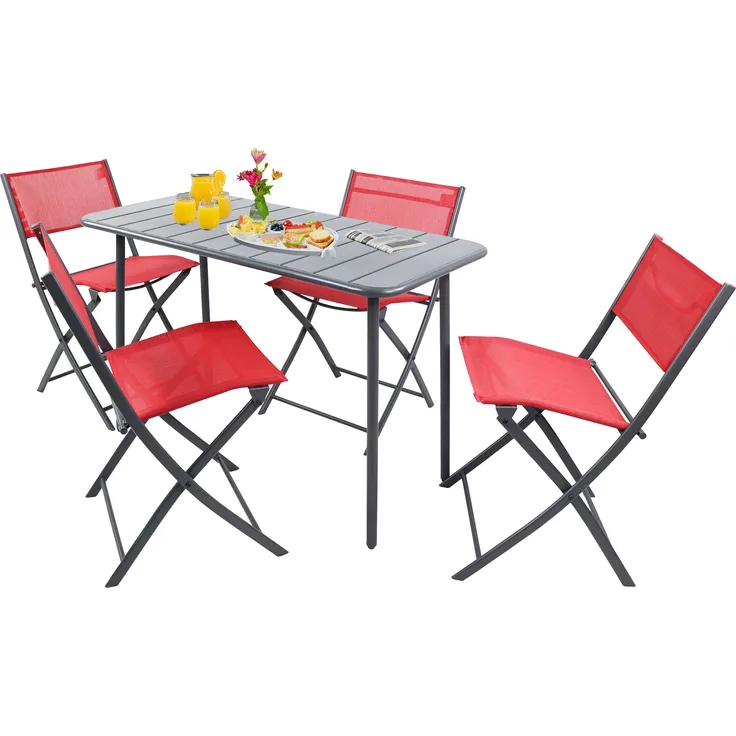 VCM Gartenmöbel-Set Sumila 920517 Rot H. 79 x B. 110 x T. 55 cm