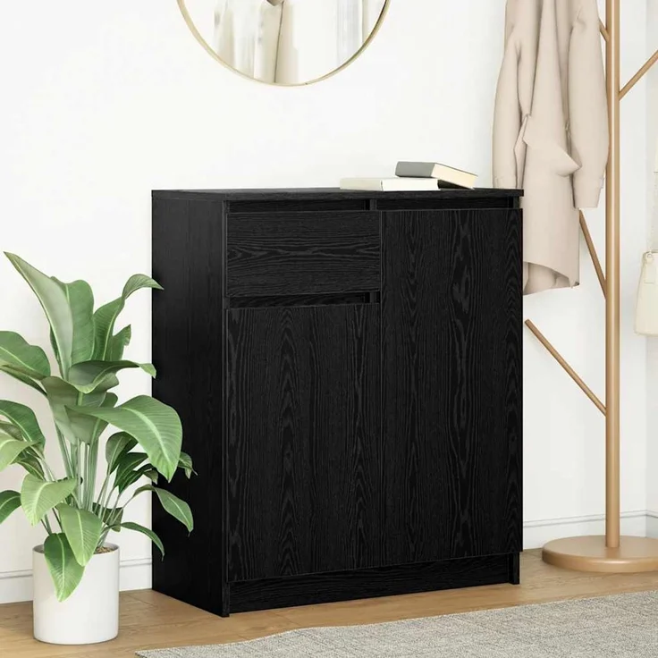 Sideboard, Kommode mit Schublade Schwarz Eichen-Optik 71x35x84 cm – Bild 2
