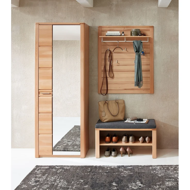 Garderoben-Set >Nature One< 3-teilig, soft-close, FSC Kernbuche teilmassiv - 179x201x40cm (B/H/T) – Bild 1