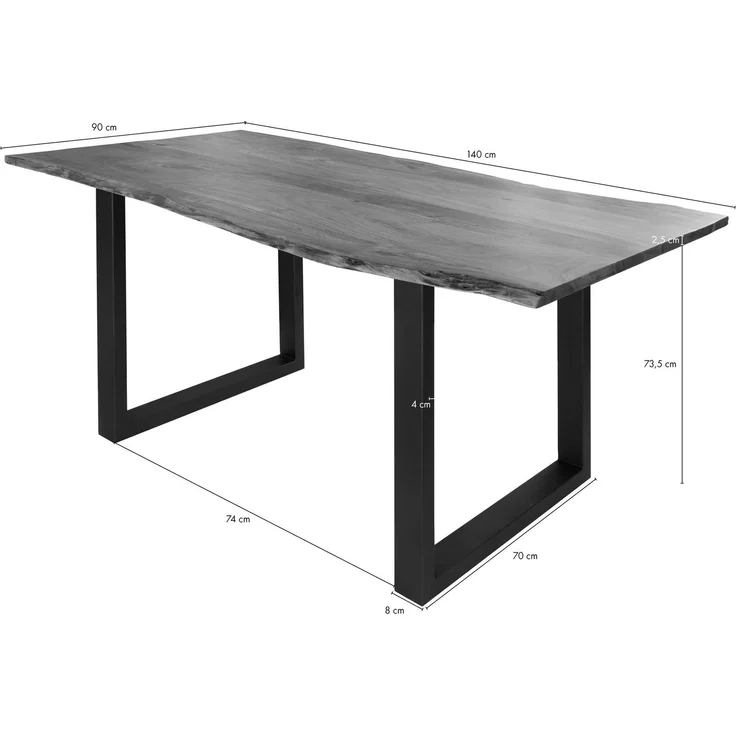 Baumtisch Akazie 140x90x76 natur Beine anthrazit matt FREEFORM 3 – Bild 8