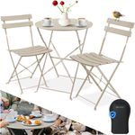 KESSER® Bistroset, 3-teilig, Bistrotisch mit 2 Stühle, inkl. Abdeckung, klappbar, Metall Cappuccino