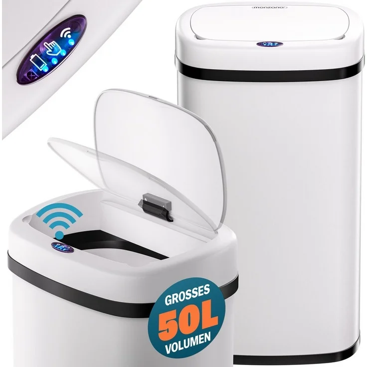 monzana Mülleimer, 50 L Automatik Sensor Mülleimer LED Display Müllbehälter berührungslos – Bild 5