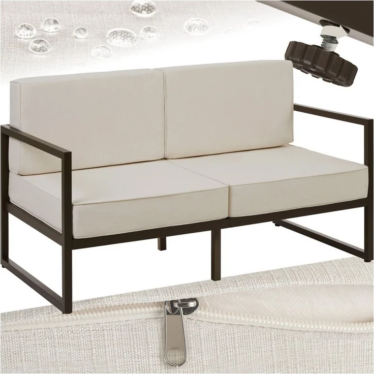 tectake Essgruppe Garten-Loungesofa, (Set, 1-tlg), Pulverbeschichtetes Stahlgestell für maximale Stabilität – Bild 1