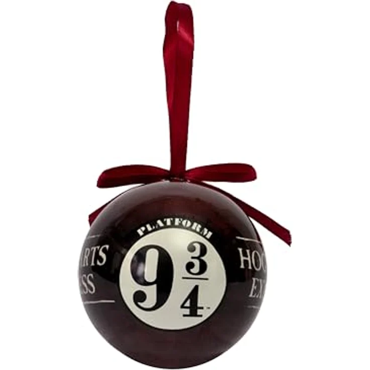 Ciao - Harry Potter Dekokugel Schiene 9 3/4 (Ø7,5cm) Original Wizarding World mit Stoffband für Weihnachtsbaum in Geschenkbox – Bild 2