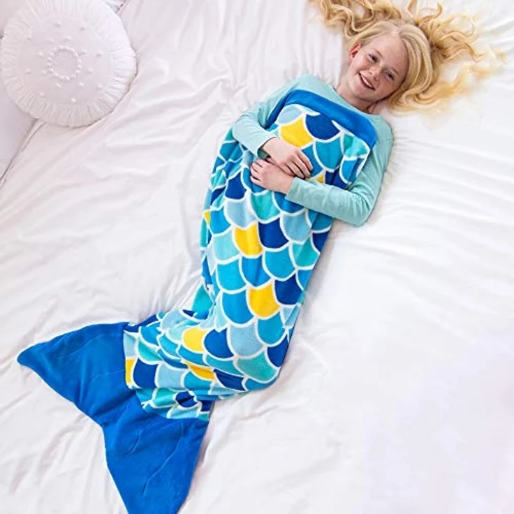 Kinderdecke Cuddle Tails Meerjungfrauendecke WAVE BLUE, Fin Fun, für Kinder – Bild 2