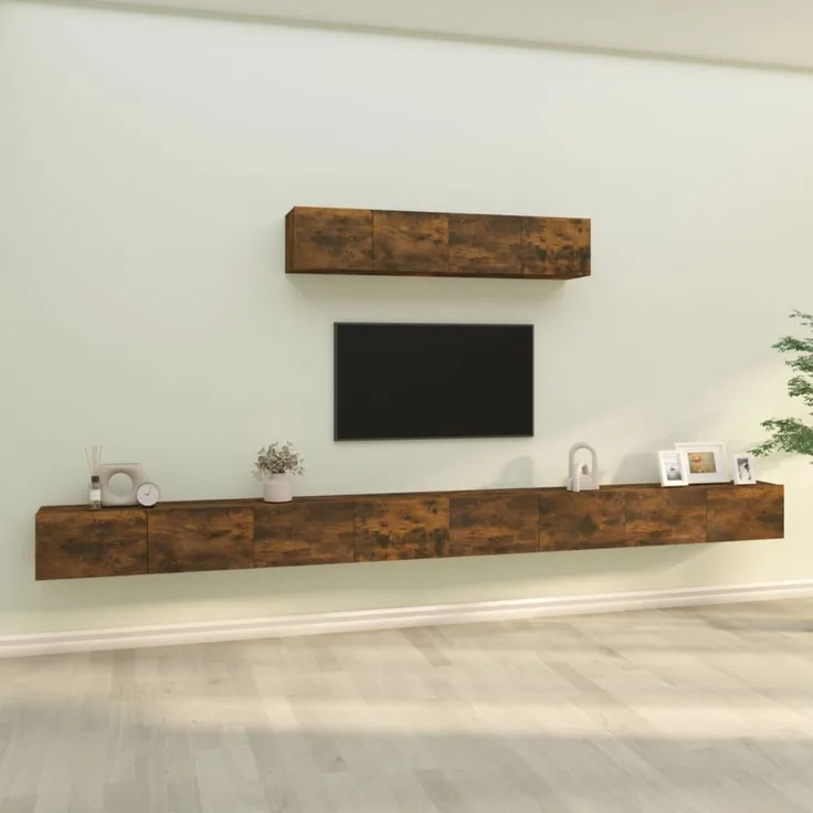 6-tlg. TV-Schrank, Lowboard TV Räuchereiche Holzwerkstoff