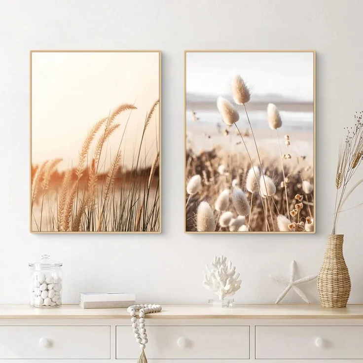 Poster Set 3teilig Küstenstrand Seevogel Pampasgras Boho A 21x30cm – Bild 5