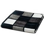 Gözze - Weiche Kuscheldecke, Cashmere Feeling, Hohes Stoffgewicht 500 g/m², Antigua, 150x200 cm - Anthrazit/Schwarz/Weiß