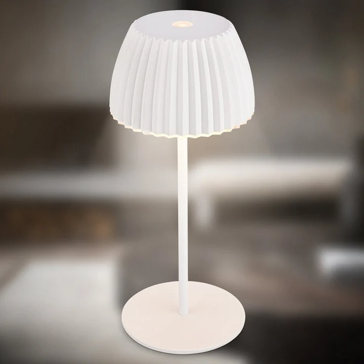 BRILONER - Riffle Mini LED Tischlampe kabellos IP44 mit Lichtkante, Touchdimmer, Akku tauschbar, Nachttischlampe, Leselampe, LED Lampe, Akku Lampe, German Design Award Winner 2025, 8,5x20 cm, Weiß – Bild 2